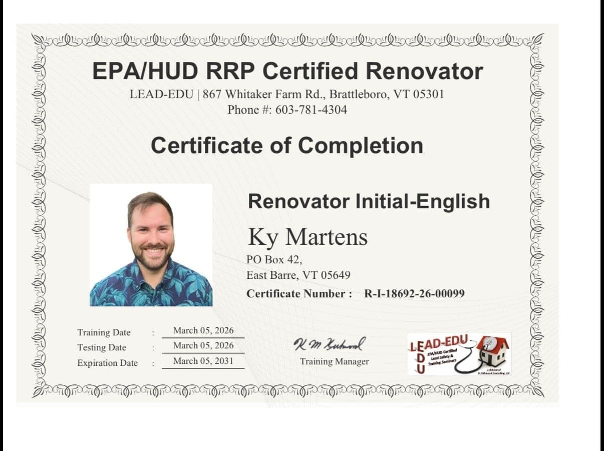 Lead Certification Boosts Safety and Expertise in Vermont image